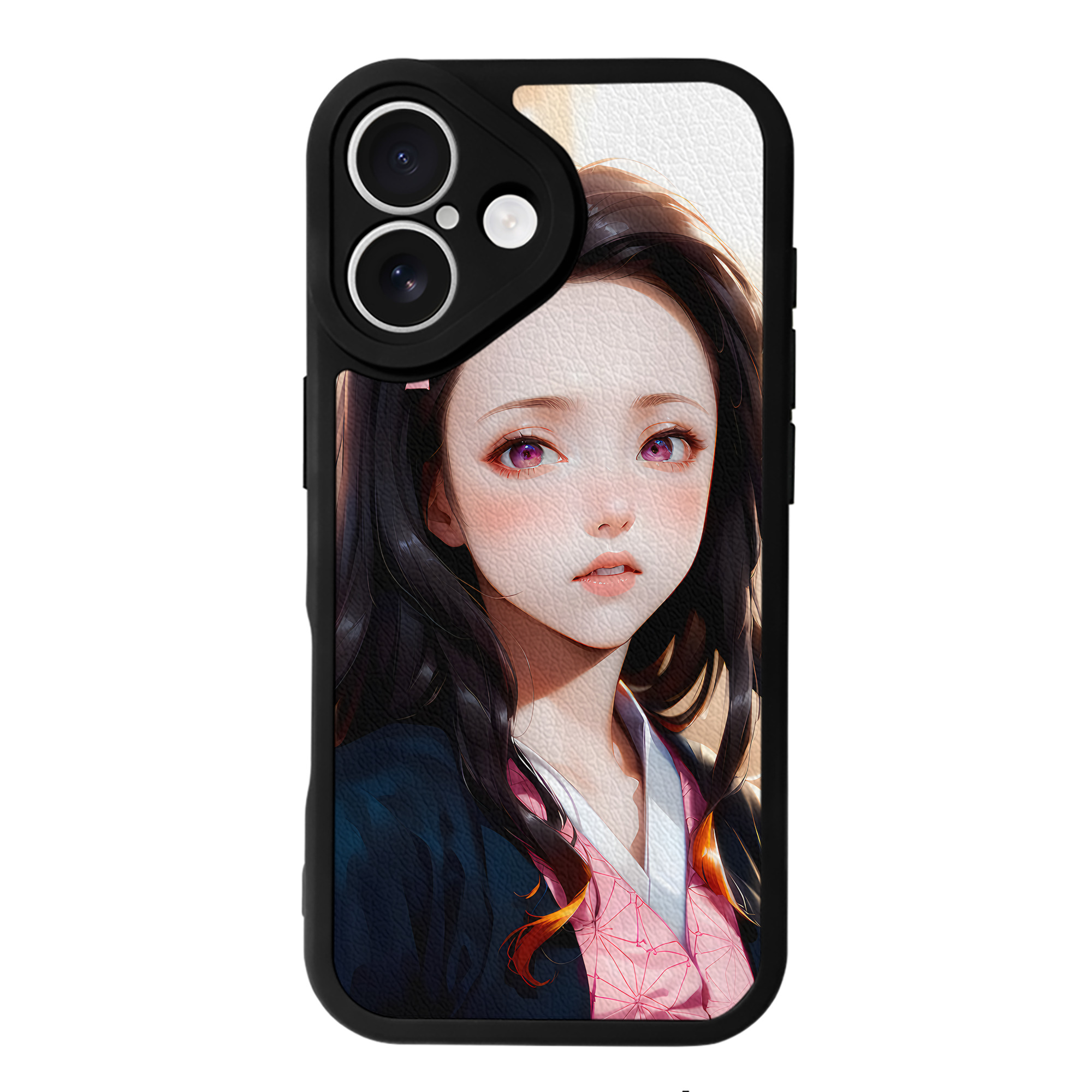 （画像用） 鬼滅の刃（きめつのやいば）竈門 禰󠄀豆子／かまど ねずこ Kamado Nezuko 【iPhone 16シリーズ対応】シリコンスマホケース（レザー調） 材質：シリコン
